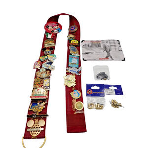 Disneyland/Walt Disney World Trading Pins 23 pcs on 1 Resort Lanyard w/Postcard